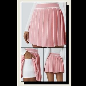 Halara High Waisted Pink White Medium Mini Skirt ColorBlock Tennis Ballet Preppy